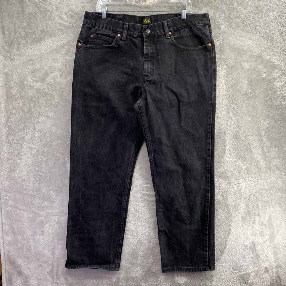 Lee Relaxed Straight Fit Black Jeans Men's 38x30 Denim